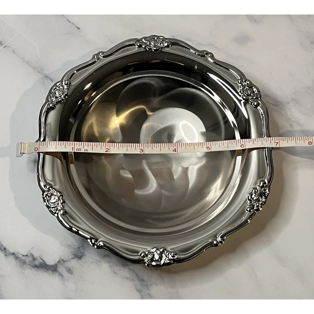 Japan Silver Silver Plated Pearlized Candy Dish 7 x 1.5